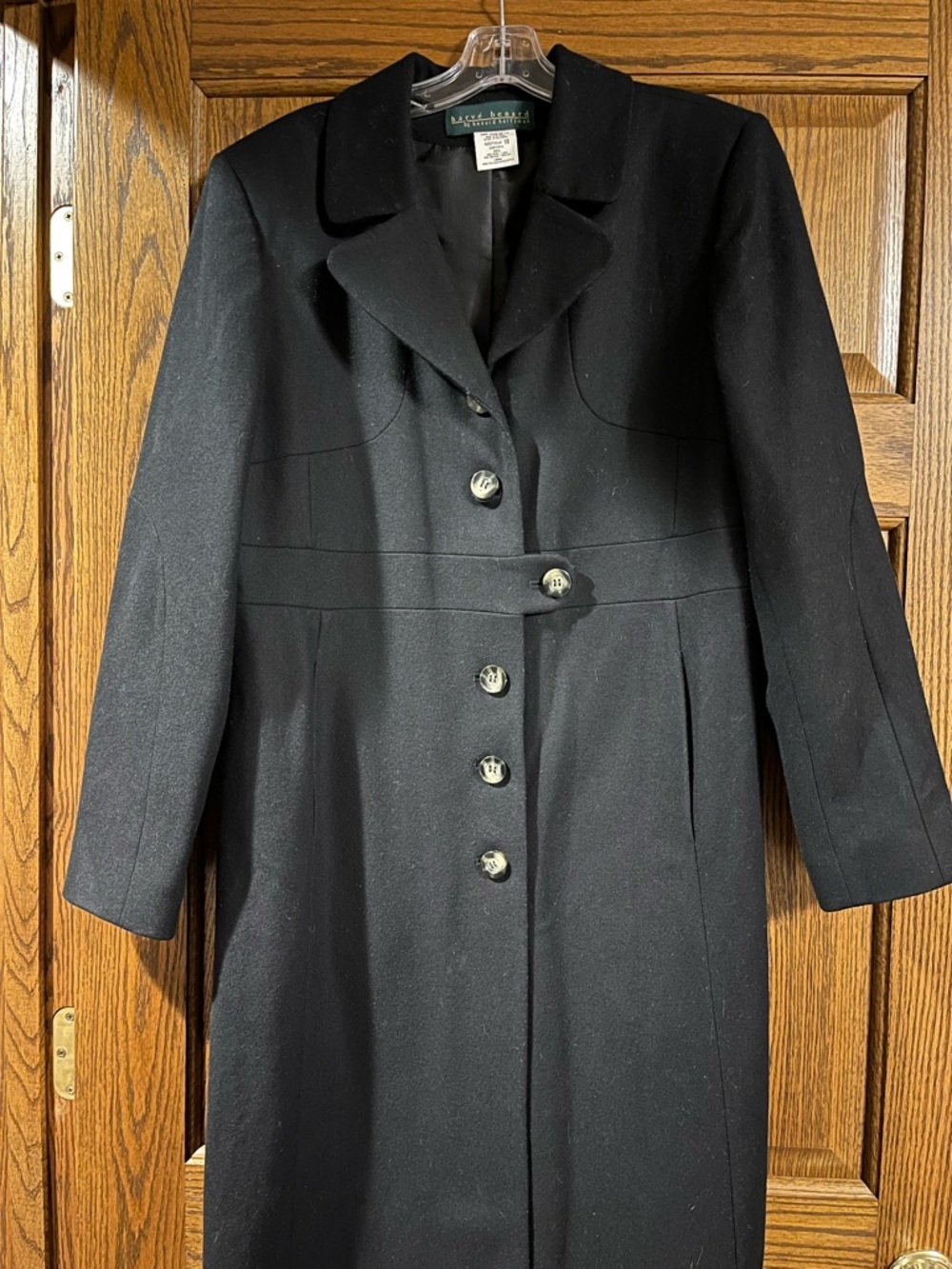 Harvé Benard Black Long Sleeve Dress Coat - Size 10